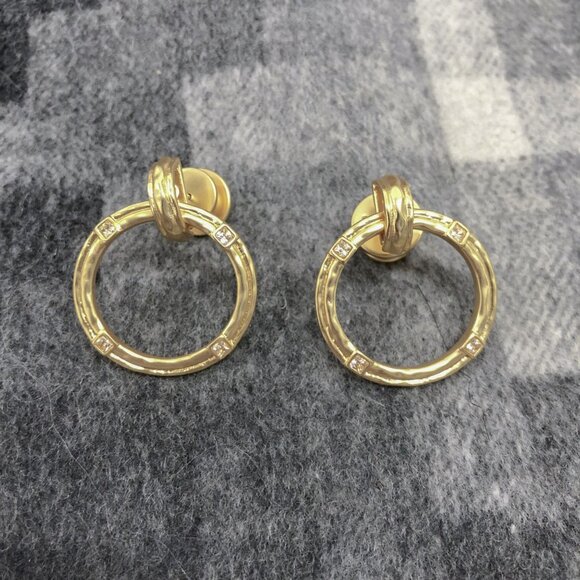 Julie Vos Jewelry - Authentic Julie Vos Astor Doorknocker 24K gold plate Hoop Earrings